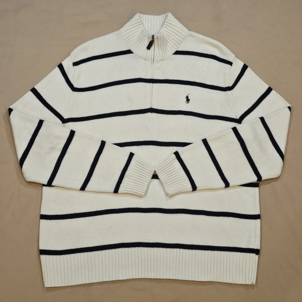 Polo Ralph Lauren Mens XL 1/4 Zip‎ Knit Sweater Embroidered Logo Mock Collar
